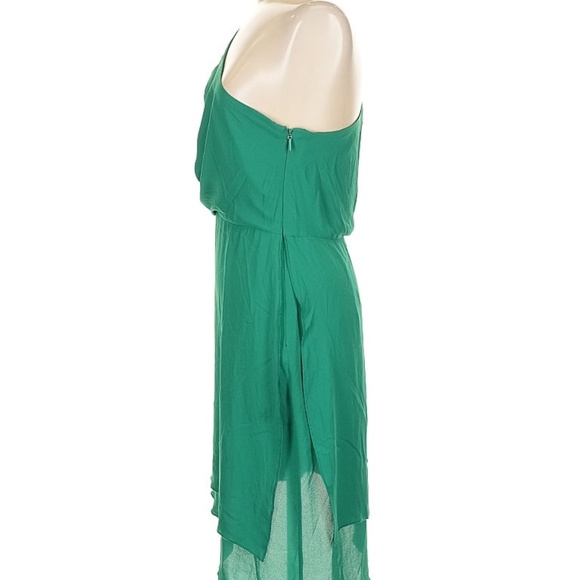 BCBG MAXAZRIA Size 02 Green One Shoulder Dress Ruffle Women Stylish Cut - Picture 4 of 4